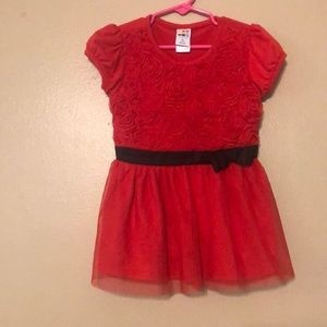 Healthtex red rose dress with tulle skirt 4t bow christmas